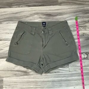 GAP Olive Utility Cuffed Women's Shorts with Zip Pockets